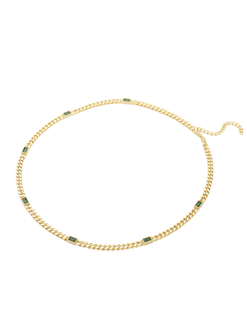 Mocha Emerson Chain Necklace - Emerald/Gold | Mocha Australia