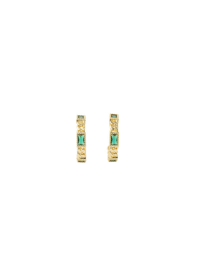 Mocha Emerson Chain Hoop Earring - Emerald/Gold | Mocha Australia