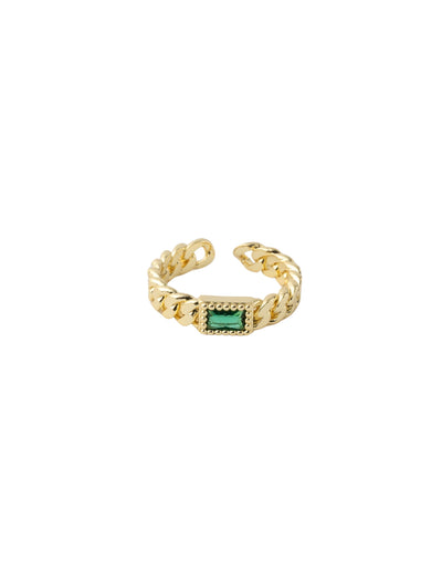 Mocha Emerson Chain Adjustable Ring - Emerald/Gold | Mocha Australia