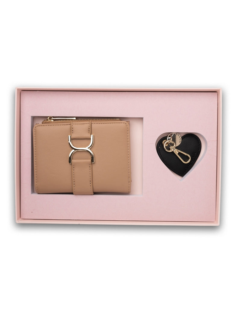 Mocha Gift Pack 3B - Paloma Small Wallet & Savannah Heart Key Ring - Camel | Mocha Australia
