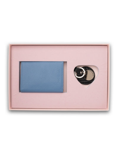 Mocha Gift Pack 6B - Mia Leather Wallet & Chevron Circle Key Ring - Blue | Mocha Australia