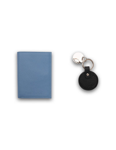 Mocha Gift Pack 6B - Mia Leather Wallet & Chevron Circle Key Ring - Blue | Mocha Australia