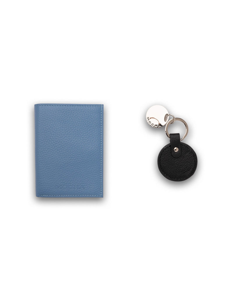 Mocha Gift Pack 6B - Mia Leather Wallet & Chevron Circle Key Ring - Blue | Mocha Australia