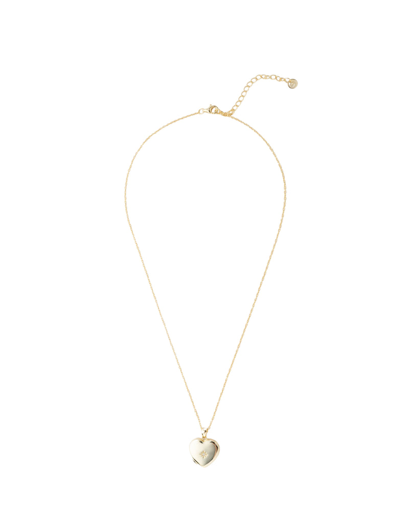 Elly Lou Lana Heart Locket Necklace - Light Gold | Mocha Australia