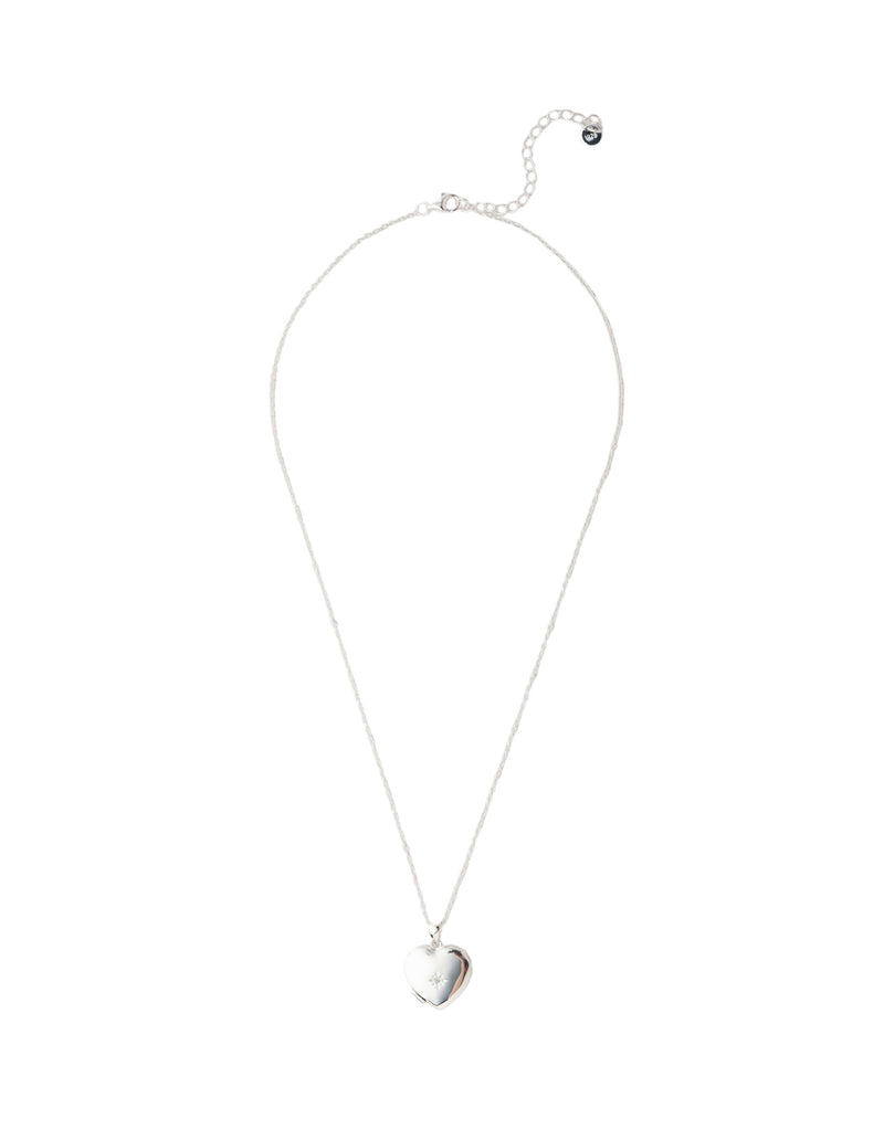 Elly Lou Lana Heart Locket Necklace - Silver | Mocha Australia