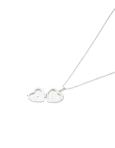 Elly Lou Lana Heart Locket Necklace - Silver | Mocha Australia