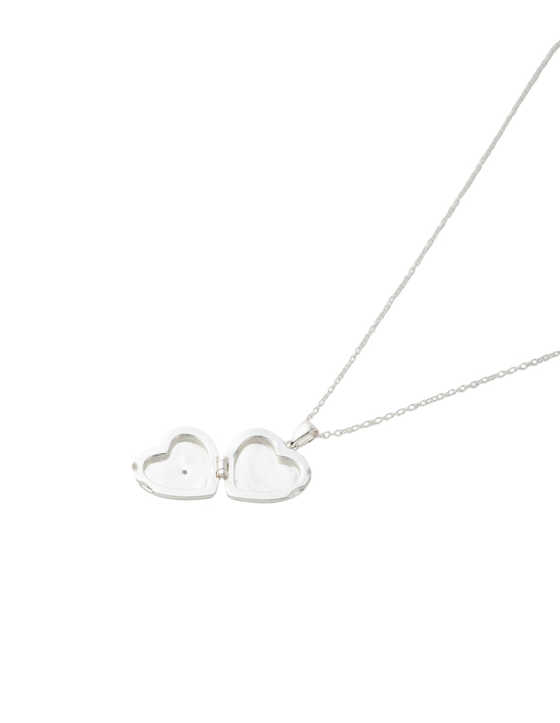Elly Lou Lana Heart Locket Necklace - Silver | Mocha Australia