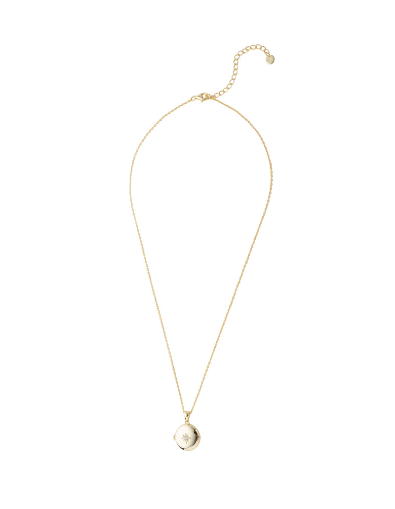 Elly Lou Lana Round Locket Necklace - Light Gold | Mocha Australia