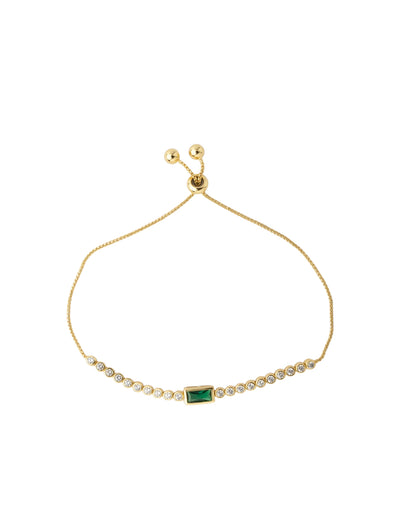 Mocha Sofia Emerald Adjustable Bracelet - Light Gold | Mocha Australia