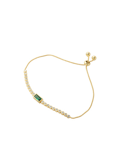 Mocha Sofia Emerald Adjustable Bracelet - Light Gold | Mocha Australia