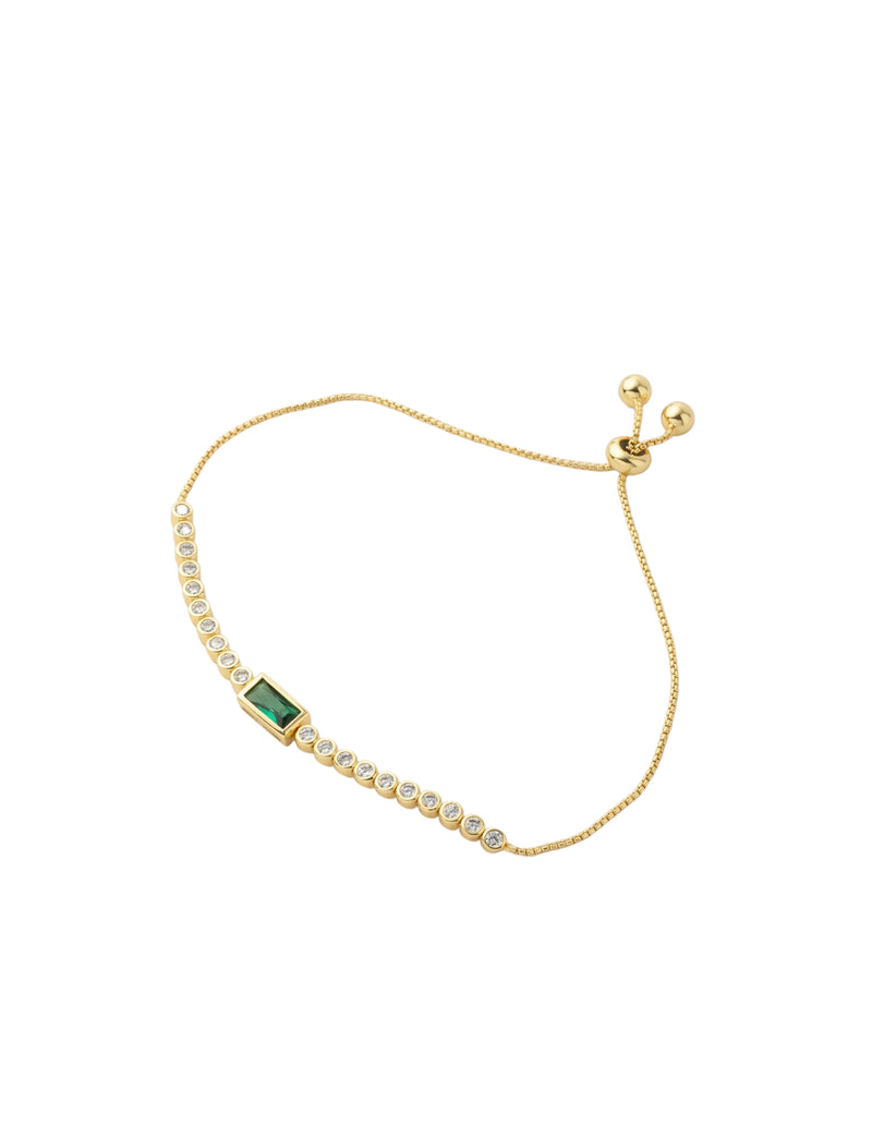 Mocha Sofia Emerald Adjustable Bracelet - Light Gold | Mocha Australia