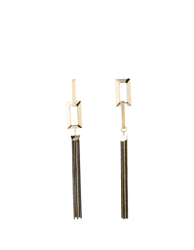 Mocha Esme Drop Tassel Earrings Black - Gold | Mocha Australia