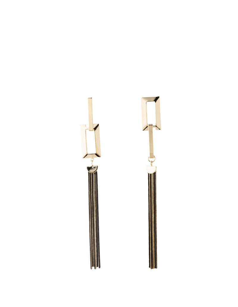 Mocha Esme Drop Tassel Earrings Black - Gold | Mocha Australia