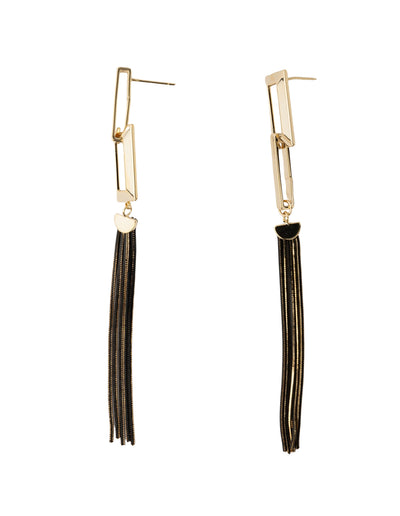Mocha Esme Drop Tassel Earrings Black - Gold | Mocha Australia