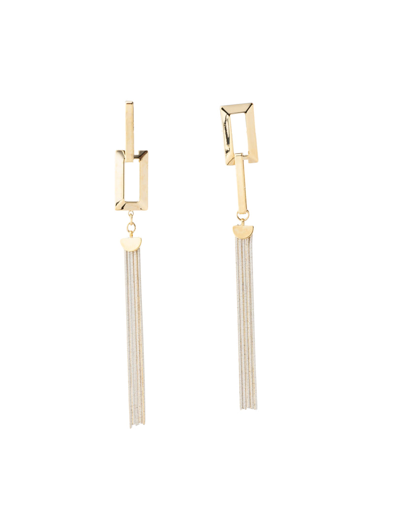 Mocha Esme Drop Tassel Earrings White - Gold | Mocha Australia