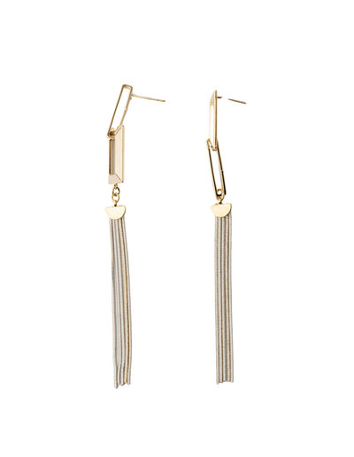 Mocha Esme Drop Tassel Earrings White - Gold | Mocha Australia