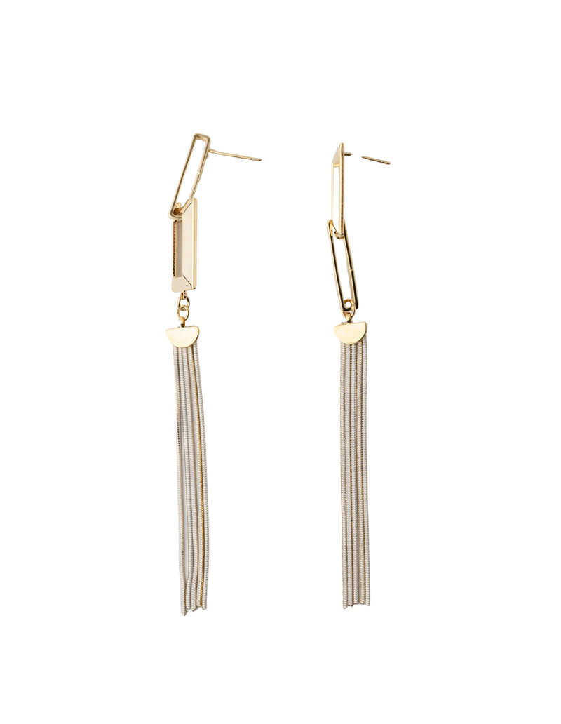 Mocha Esme Drop Tassel Earrings White - Gold | Mocha Australia