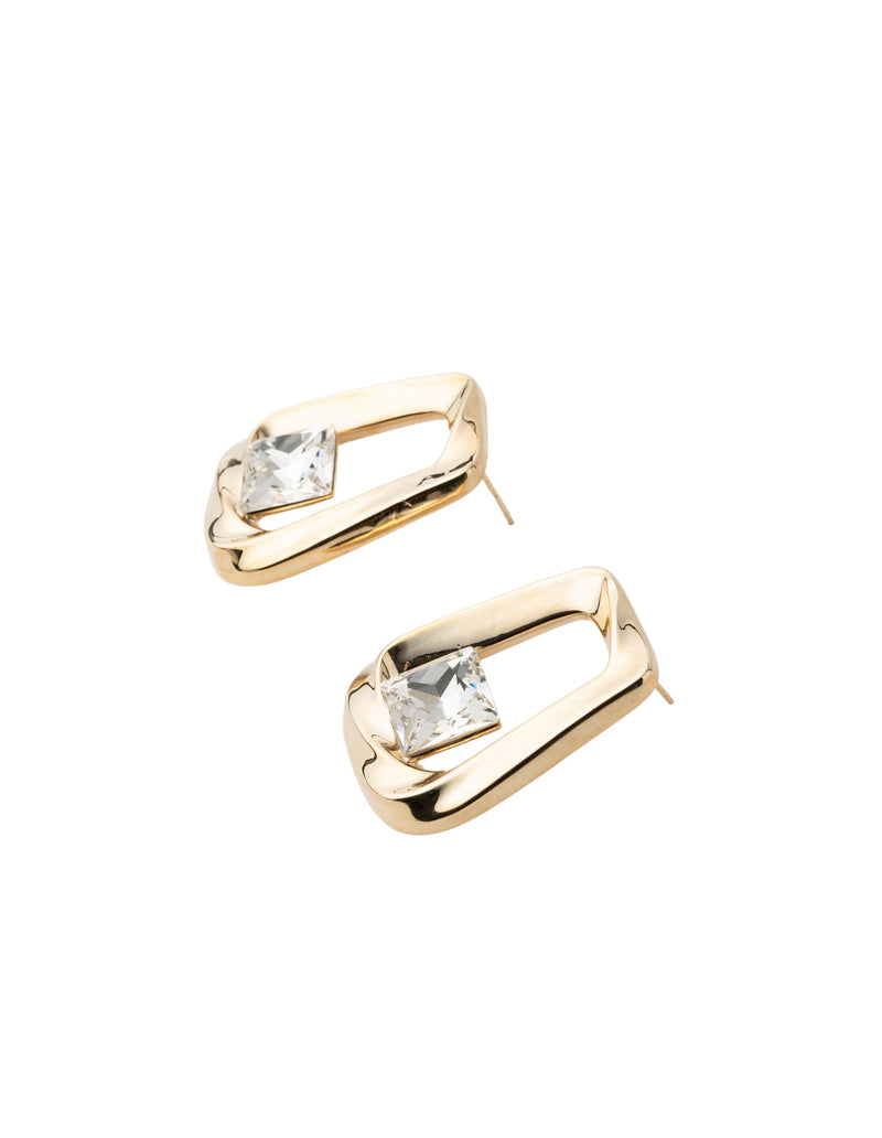 Mocha Skylar Stud Earrings White - Gold | Mocha Australia