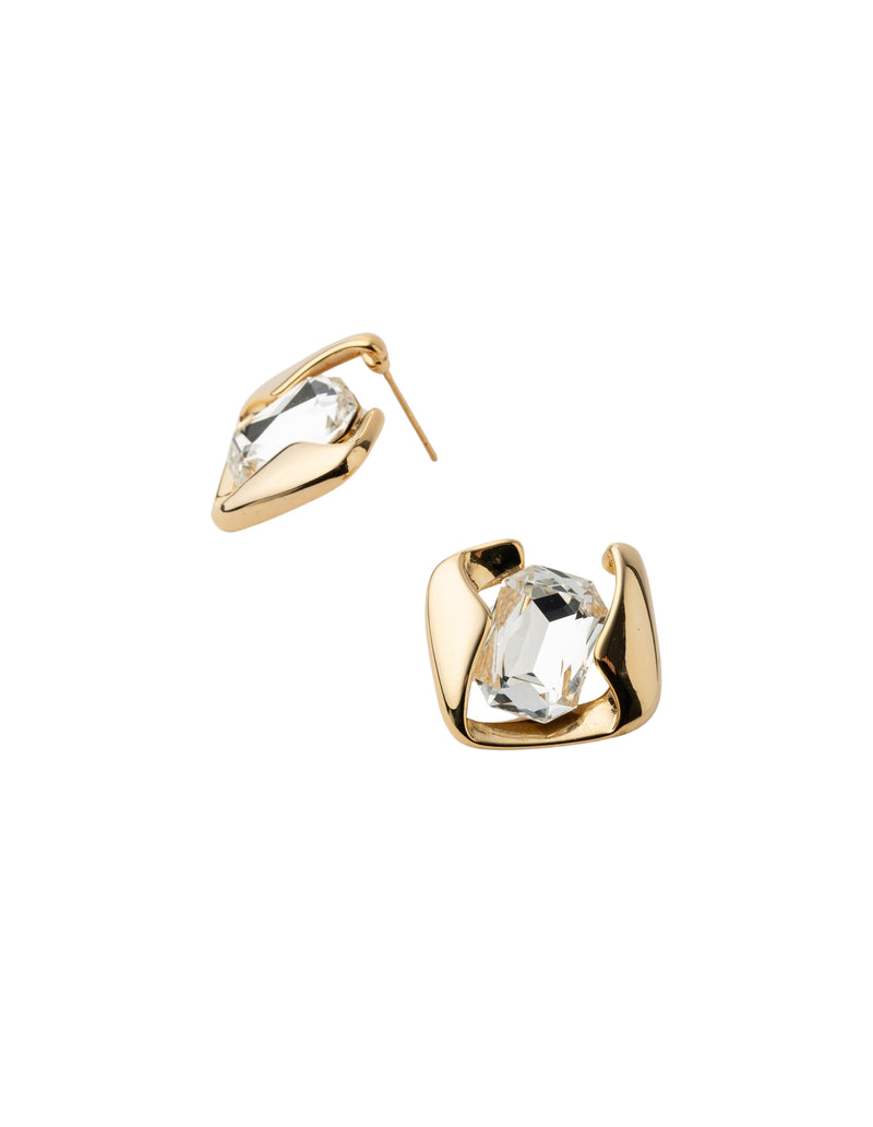 Mocha Josie Stud Earrings White - Gold | Mocha Australia