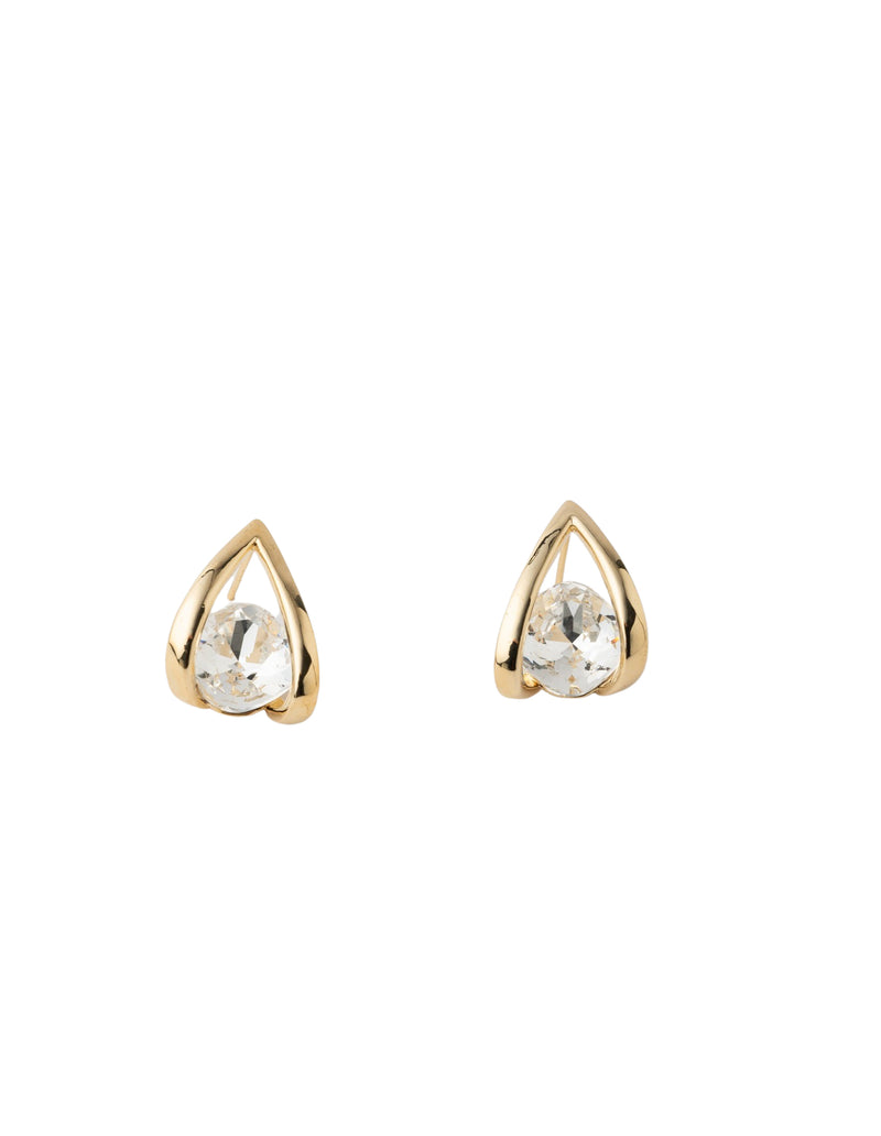 Mocha Ashlyn Huggie Earrings White - Gold | Mocha Australia