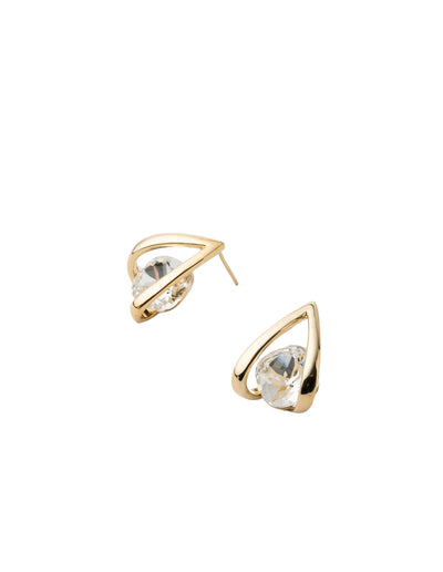 Mocha Ashlyn Huggie Earrings White - Gold | Mocha Australia