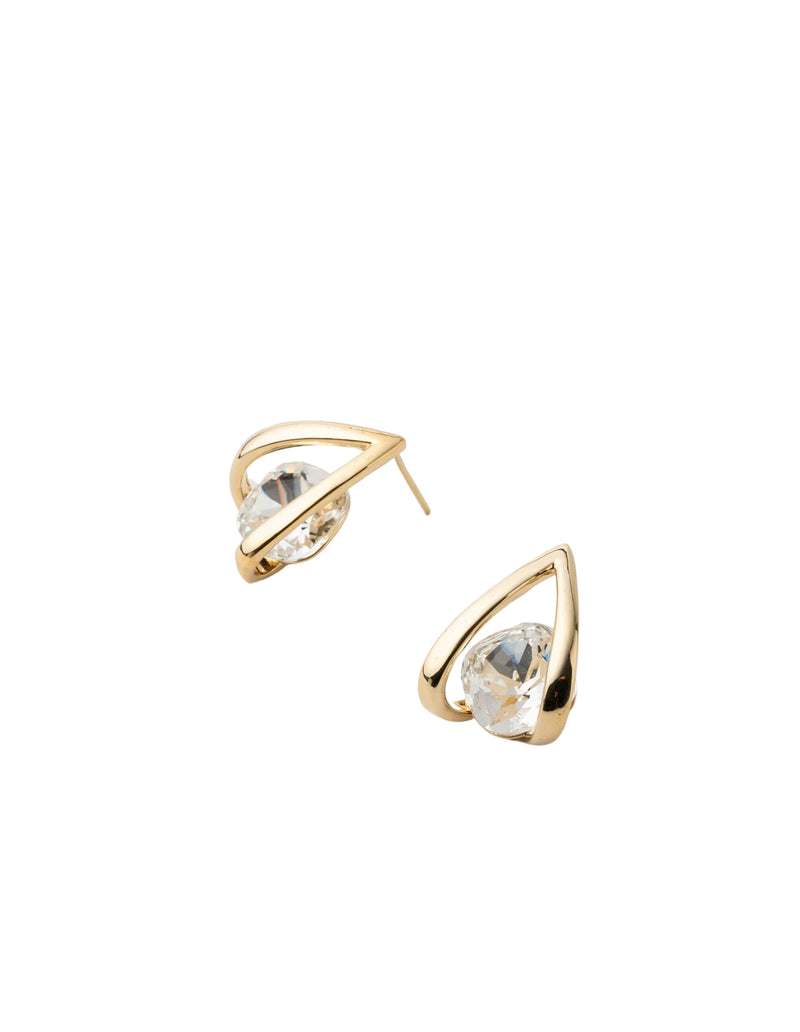 Mocha Ashlyn Huggie Earrings White - Gold | Mocha Australia