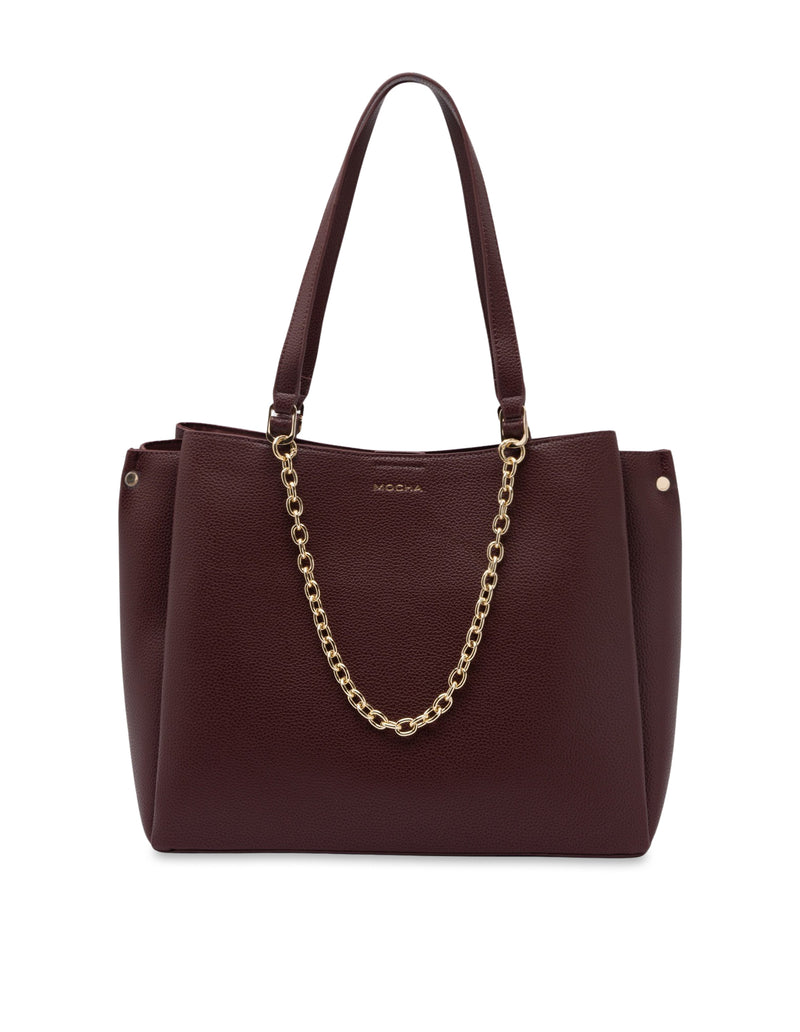 Mocha Sienna Stud Tote Bag - Burgundy