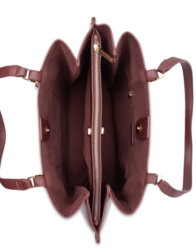 Mocha Sienna Stud Tote Bag - Burgundy
