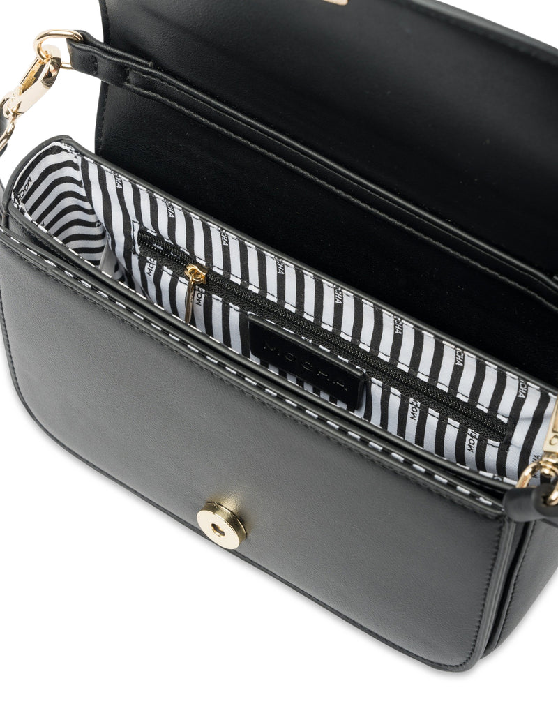 Mocha Cora Half-Chain Crossbody Bag - Black | Mocha Australia