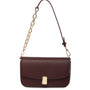 Mocha Cora Half-Chain Crossbody Bag - Burgundy