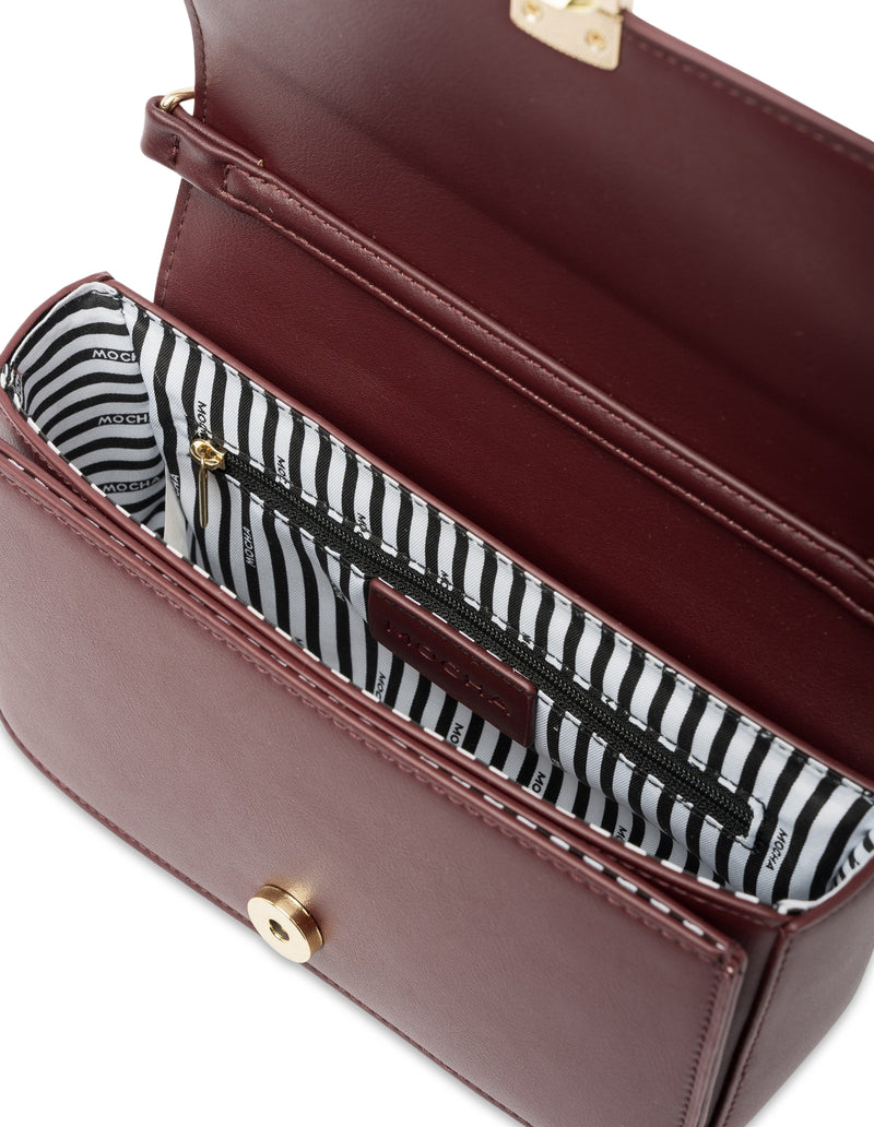 Mocha Cora Half-Chain Crossbody Bag - Burgundy | Mocha Australia