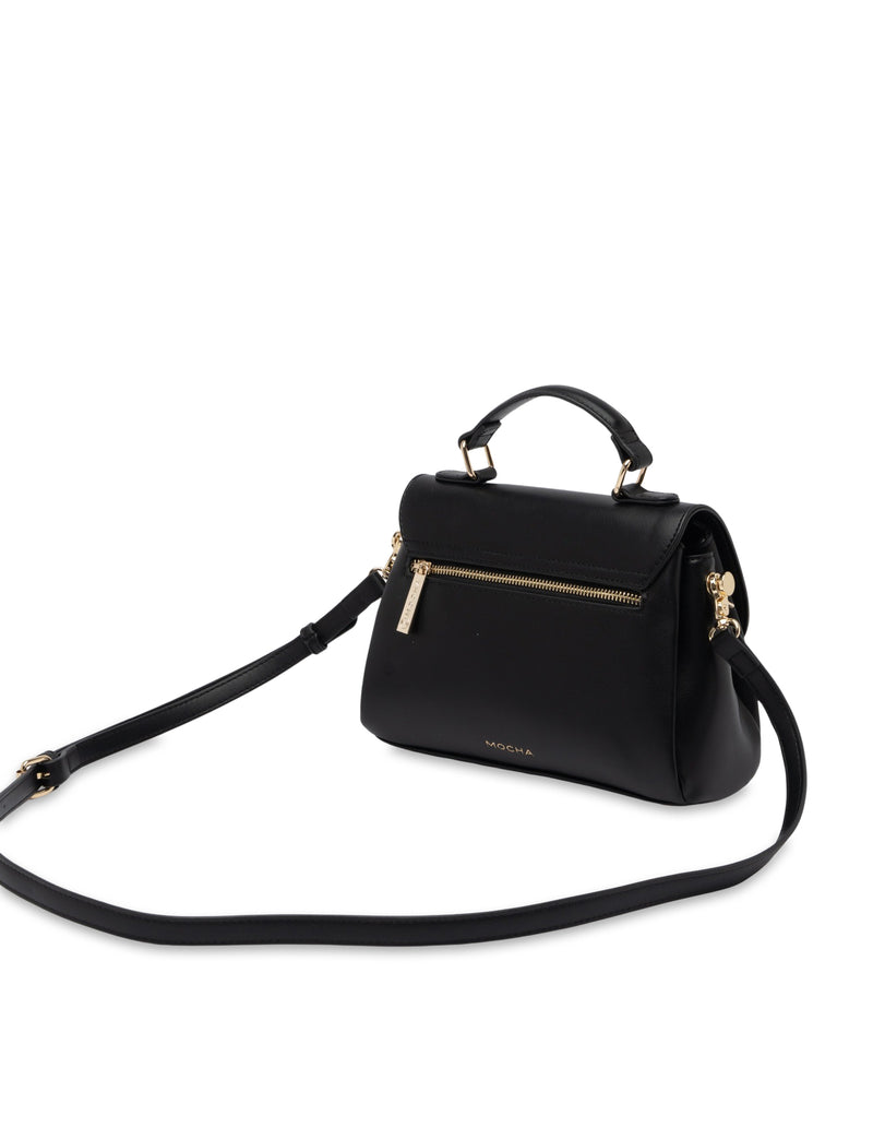 Mocha Cora Top Handle Crossbody Bag - Black