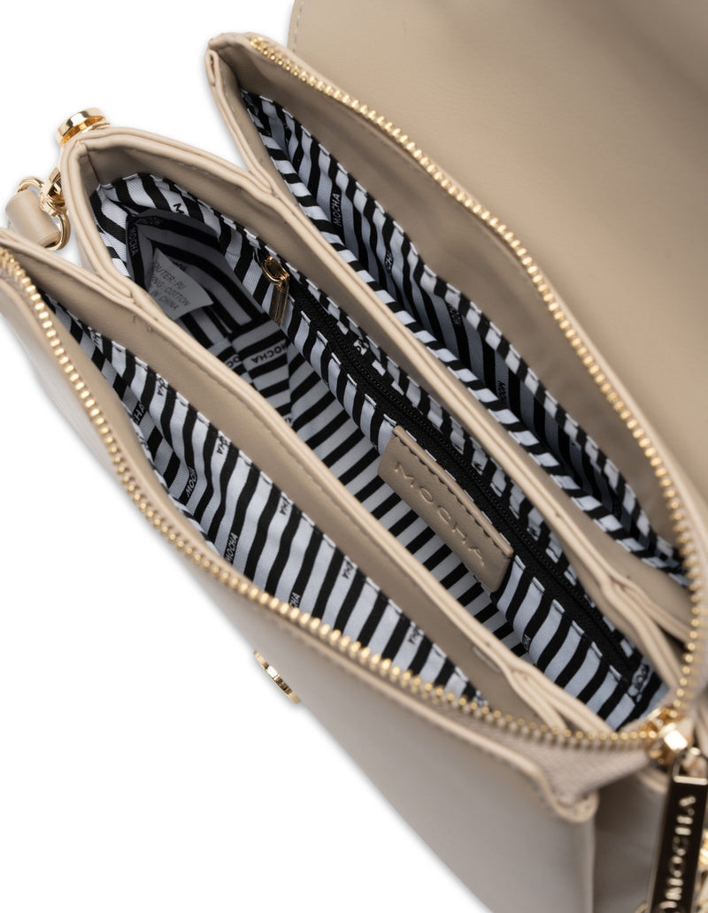 Mocha Cora Top Handle Crossbody Bag - Taupe