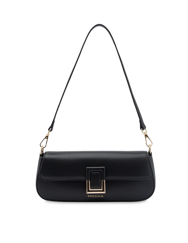 Mocha Millie Baguette Shoulder Bag - Black