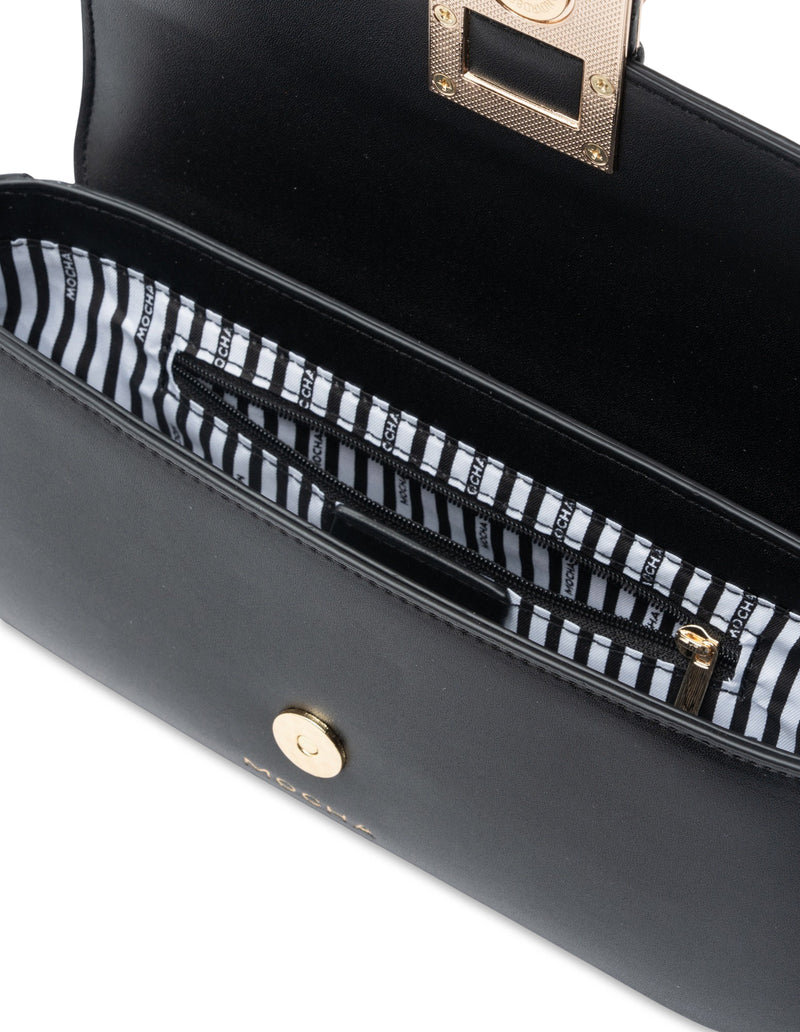 Mocha Millie Baguette Shoulder Bag - Black