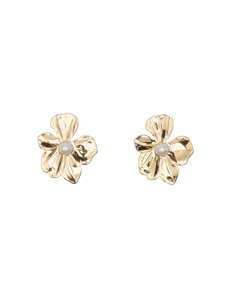 Mocha Verity Floral with Pearl Earring - Gold | Mocha Australia