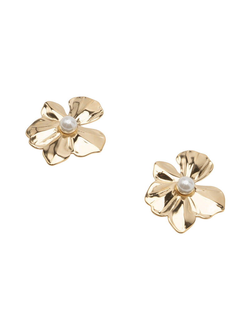 Mocha Verity Floral with Pearl Earring - Gold | Mocha Australia