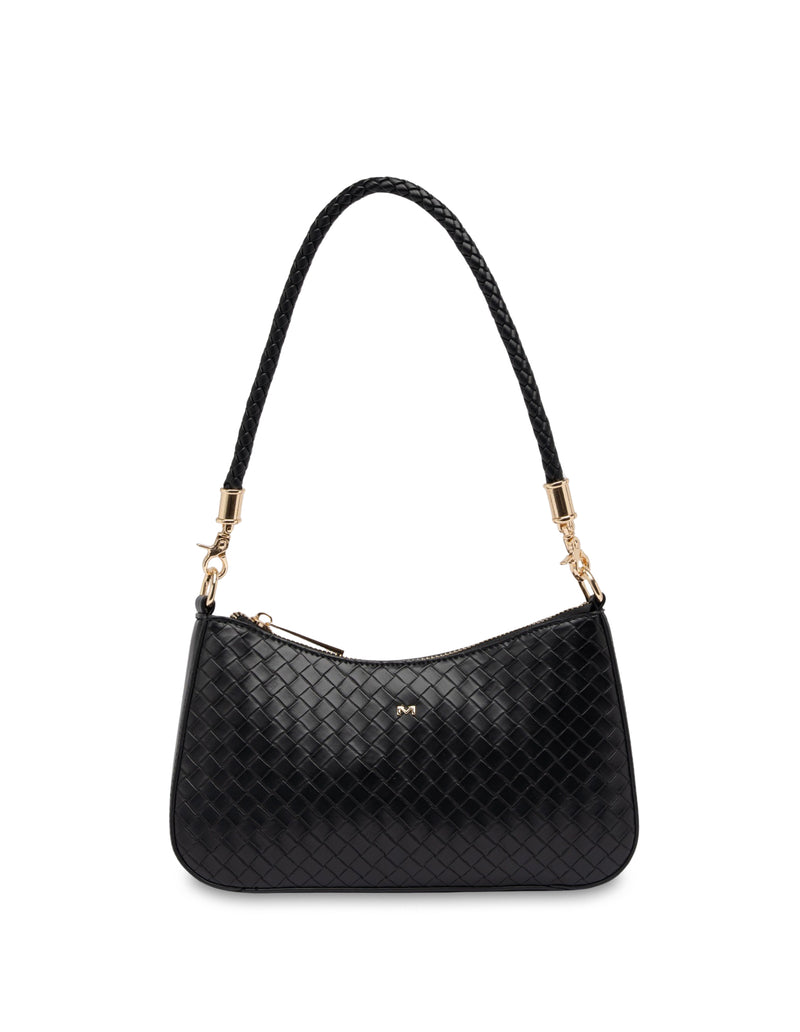 Mocha Lucy Woven Crossbody Bag - Black
