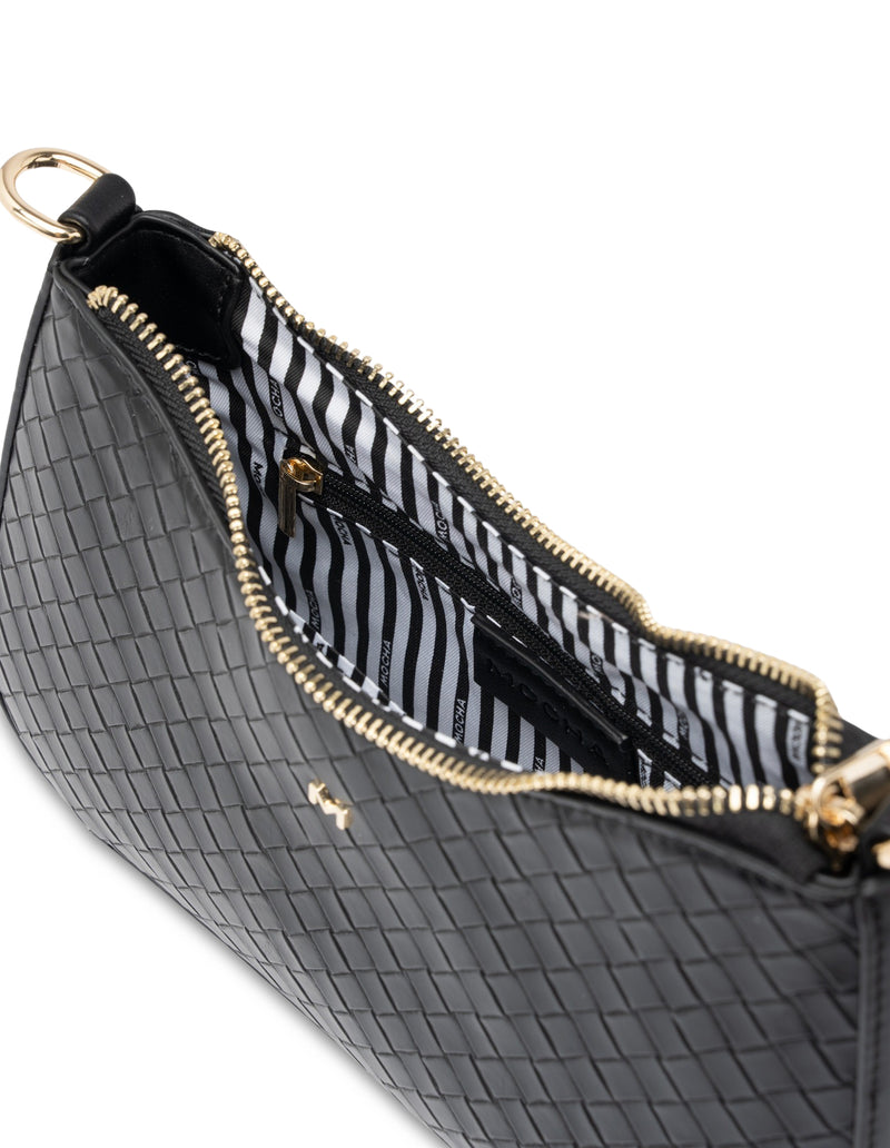 Mocha Lucy Woven Crossbody Bag - Black