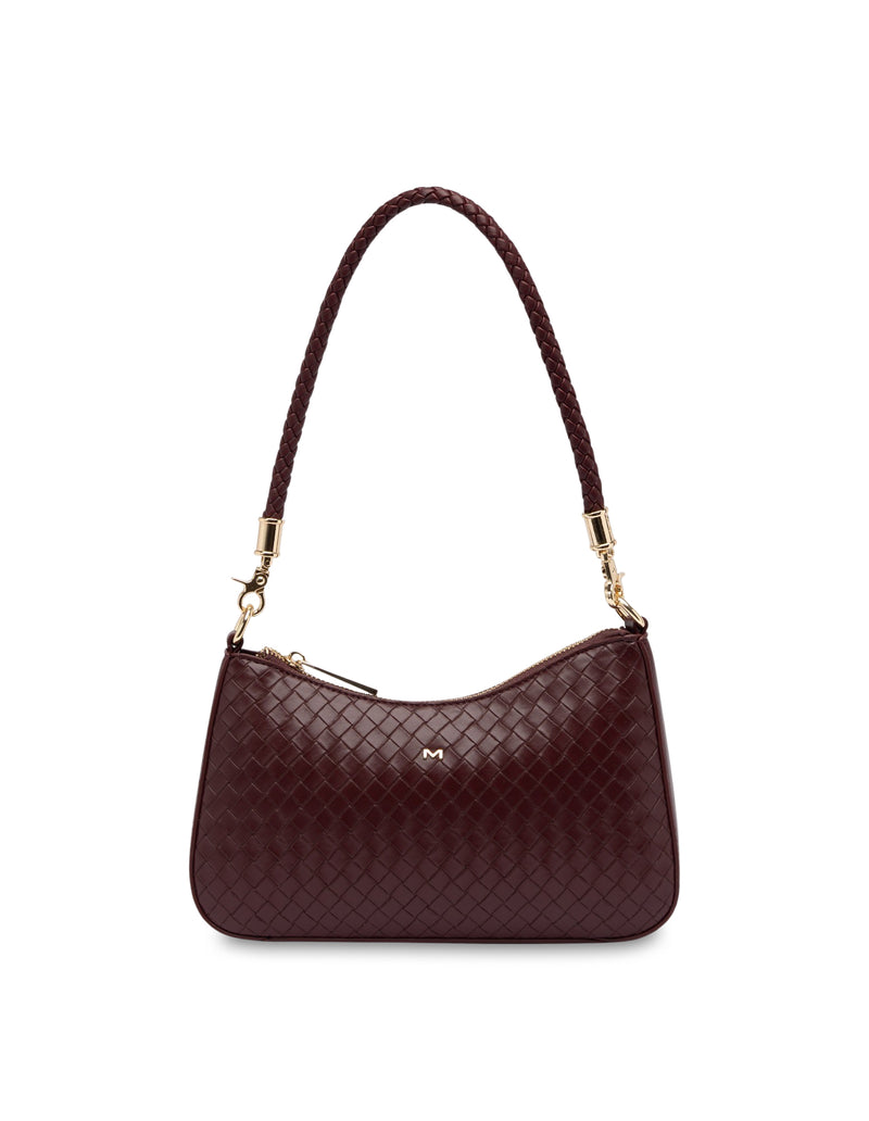 Mocha Lucy Woven Crossbody Bag - Burgundy