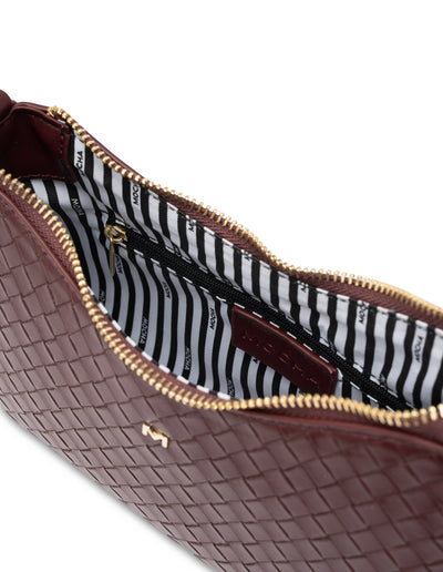 Mocha Lucy Woven Crossbody Bag - Burgundy