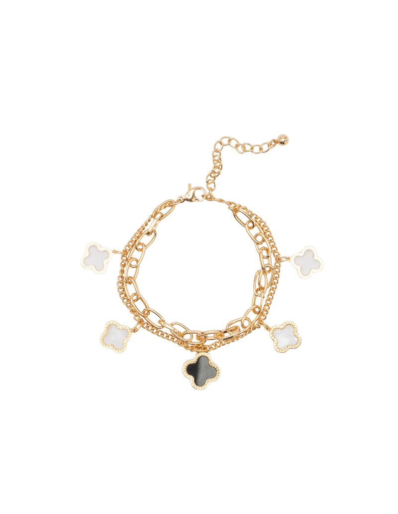 Mocha Rosie Clover Bracelet - Gold