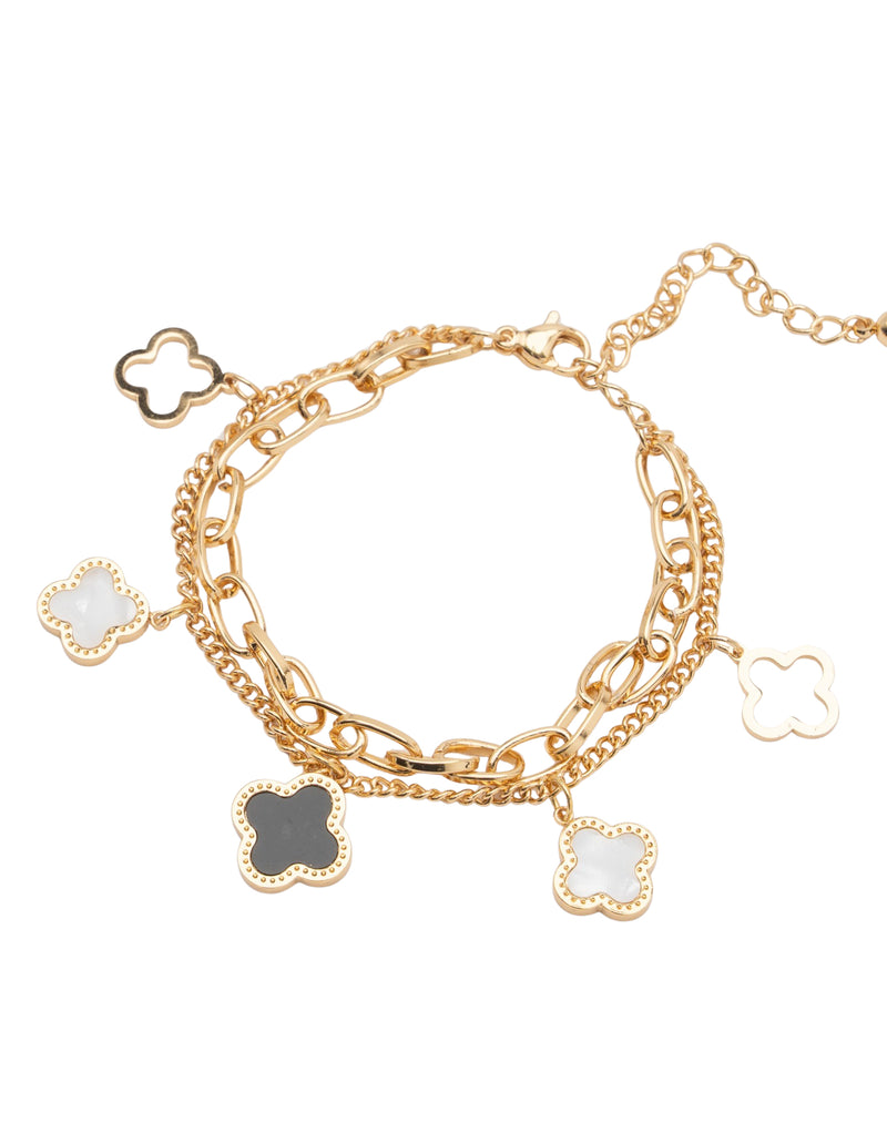Mocha Rosie Clover Bracelet - Gold