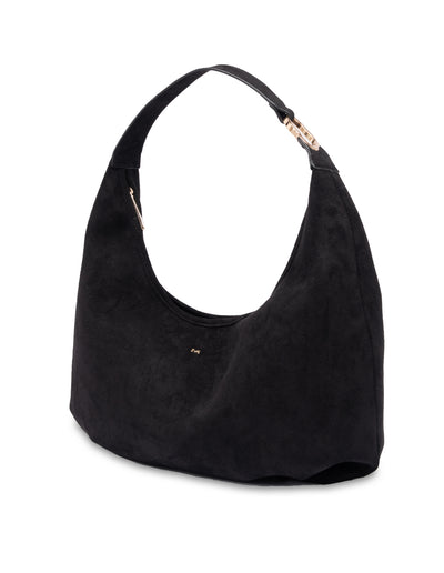 Mocha June Suede Hobo Bag - Black