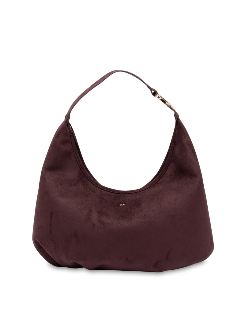Mocha June Suede Hobo Bag - Burgundy
