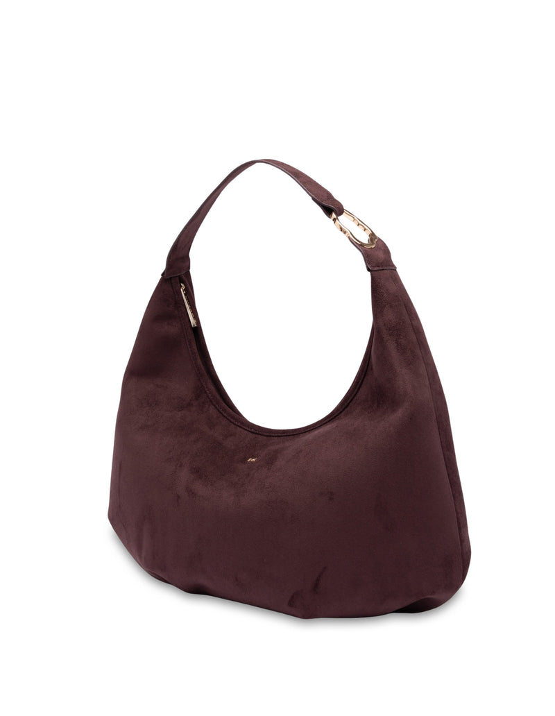 Mocha June Suede Hobo Bag - Burgundy