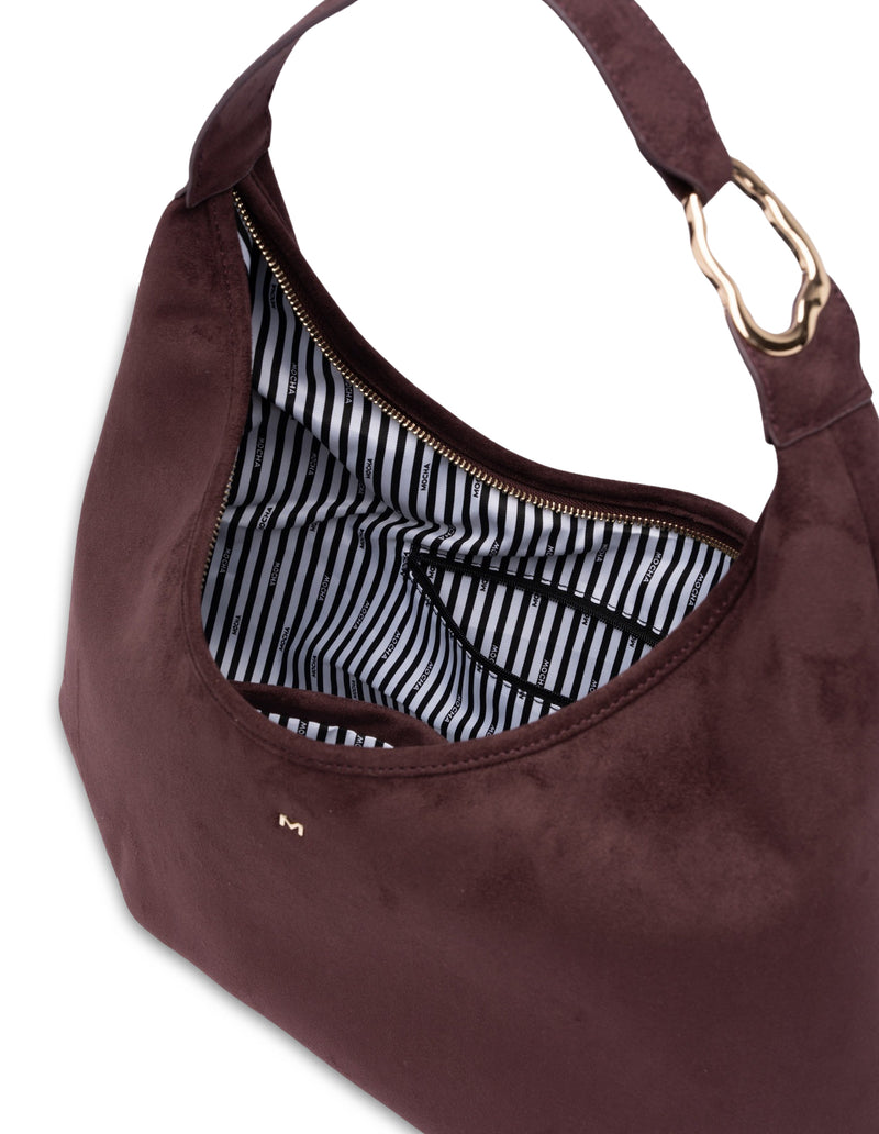 Mocha June Suede Hobo Bag - Burgundy