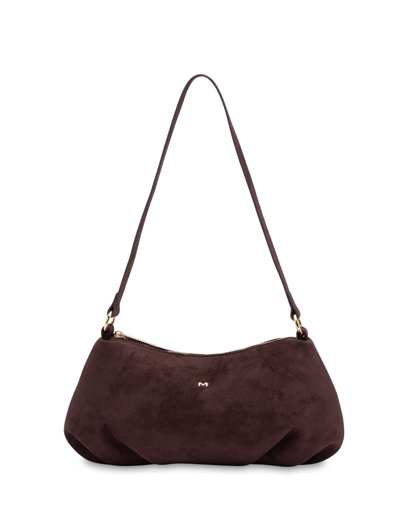 Mocha June Suede Shoulder Bag - Burgundy