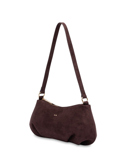 Mocha June Suede Shoulder Bag - Burgundy