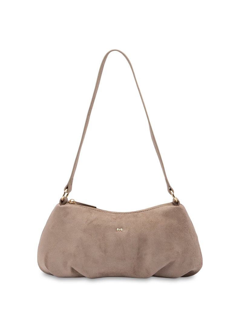 Mocha June Suede Shoulder Bag - Taupe